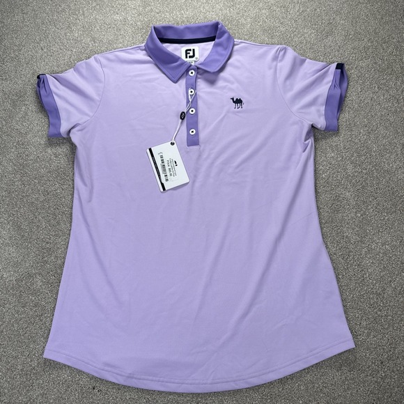 Foot Joy FJ Womens Golf Polo Purple Color Block Stitch Small Lavender New - Picture 2 of 12